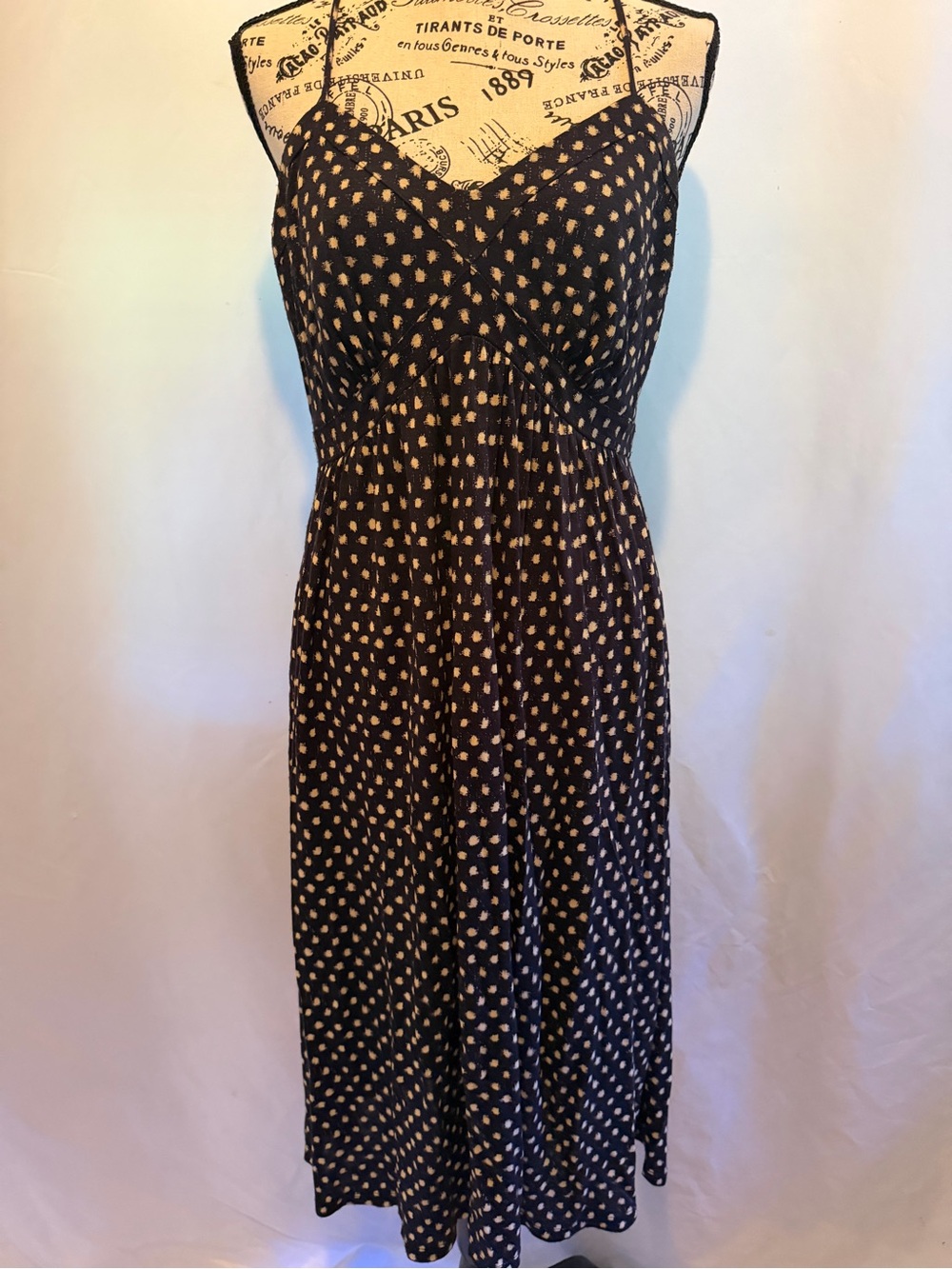 Loft Navy blue Polka Dot Spaghetti Strap Dress - Classic Summer Style - Picture 1 of 5